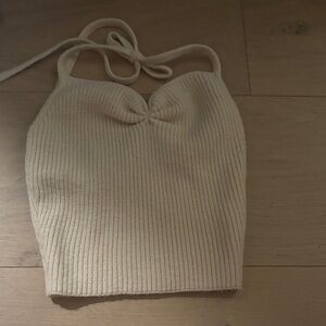 Edikted Beige Ribbed Knit Tank Top